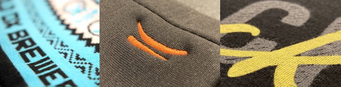 example images of different decoration methods on garments